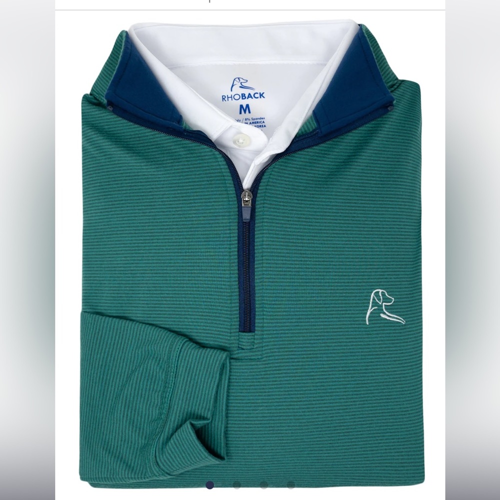 Rhoback Green and Navy Quarter-Zip Pullover